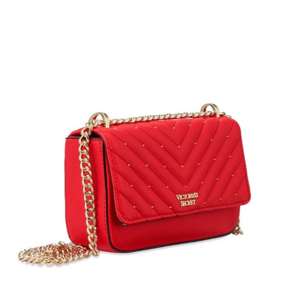 New Victoria Secret Red Gold Studded Chain Handbag